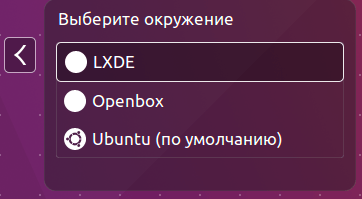 Выбор сессии LXDE